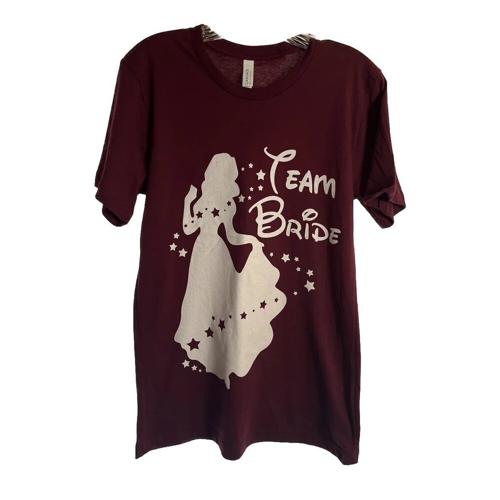 Bachelorette Party Disney Princess Burgundy T-shirt Small Bride Team